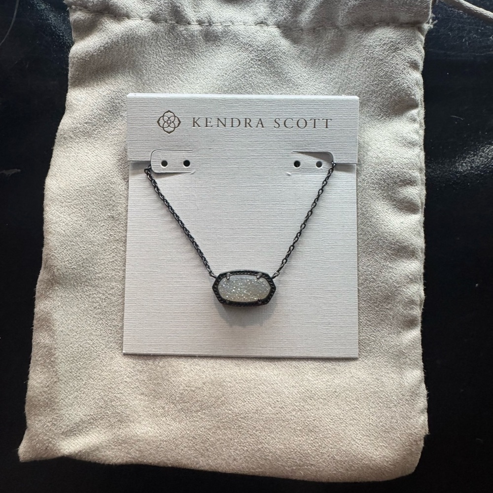 Kendra Scott Black Necklace with White Pendant